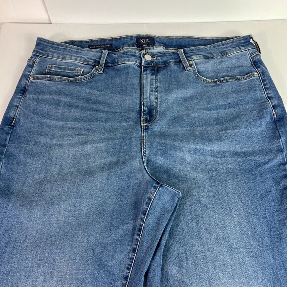 Not Your Daughters Jean Women Plus 41x27* High Rise Straight Blue Denim Tag 20WT - Picture 2 of 16